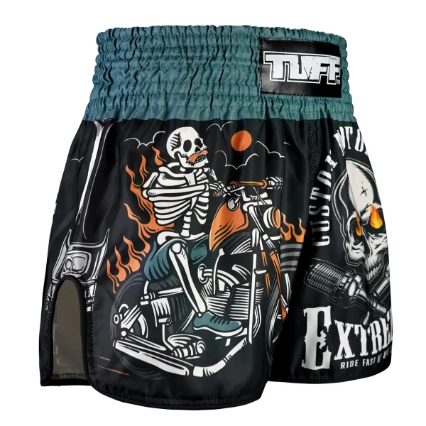 Tuff Retro Muay Thai Shorts The Skull Rider Rms109 Black 3 TUFF Retro Muay Thai Shorts The Skull Rider RMS109