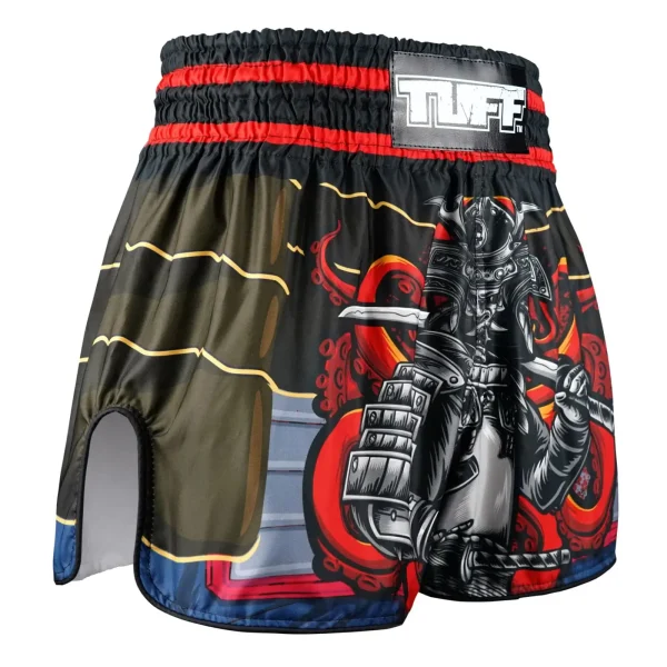 Tuff Retro Muay Thai Shorts The Undefeated Steel Spirits Rms101 Black Red 3 TUFF Retro Muay Thai Shorts - The Undefeated Steel Spirits RMS101