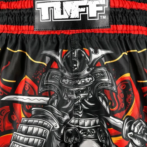 Tuff Retro Muay Thai Shorts The Undefeated Steel Spirits Rms101 Black Red 4 Men's TUFF Retro Muay Thai Shorts The Undefeated Steel Spirits RMS101