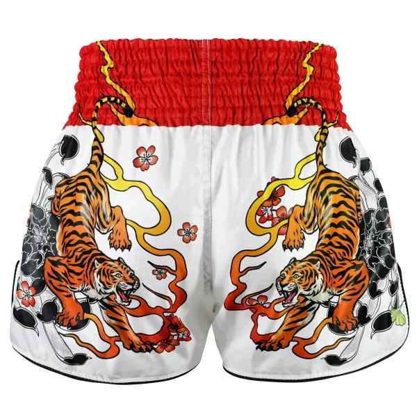 Tuff Retro Muay Thai Shorts Tora Chikara Power Of Tiger Rms110 White Red 2 Pair of TUFF Retro Muay Thai Shorts Tora Chikara Power of Tiger RMS110