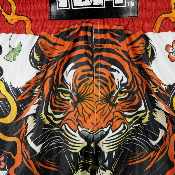 Tuff Retro Muay Thai Shorts Tora Chikara Power Of Tiger Rms110 White Red 4 TUFF Retro Muay Thai Shorts Tora Chikara Power of Tiger RMS110