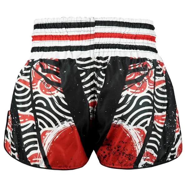 Tuff Retro Muay Thai Shorts Waves Of Bushido Elegance Rms102 Black White 2 TUFF Retro Muay Thai Shorts with Bushido Elegance design