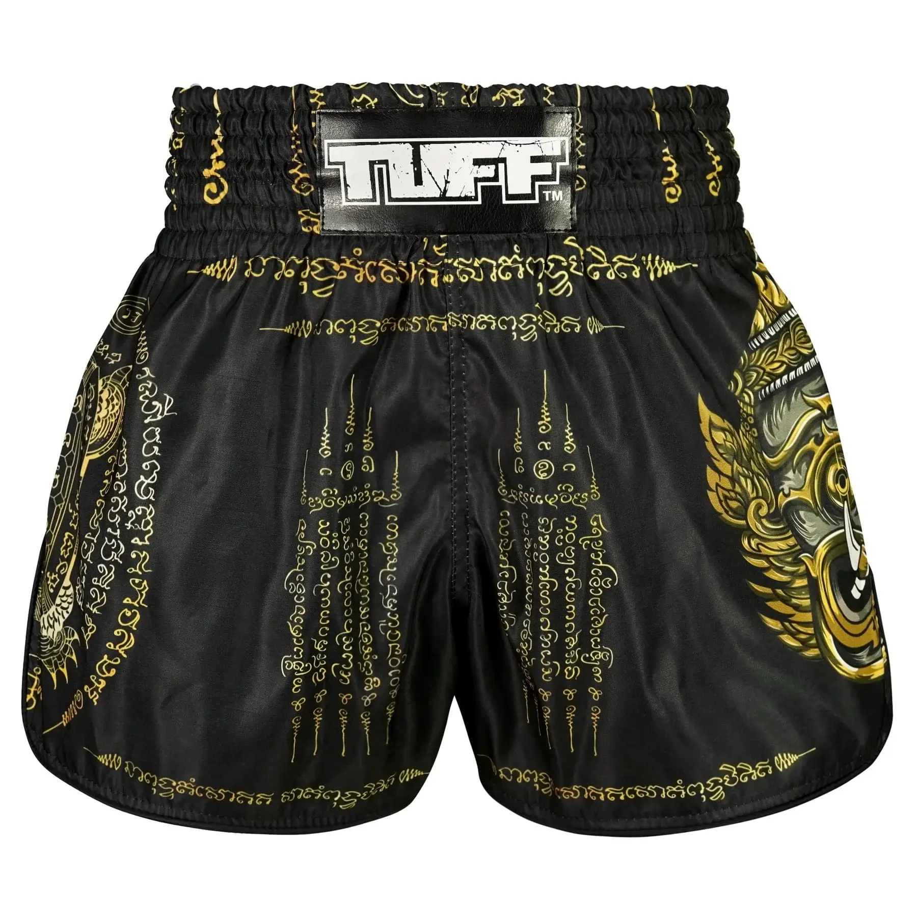 Man wearing TUFF Retro Muay Thai Shorts Yaksa Yantra RMS116