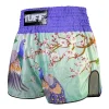 Tuff Retro Muay Thai Shorts Yugana Kujaku The Elegance Peacock Rms112 Mint Blue 1 TUFF Retro Muay Thai Shorts featuring the Yugana Kujaku design