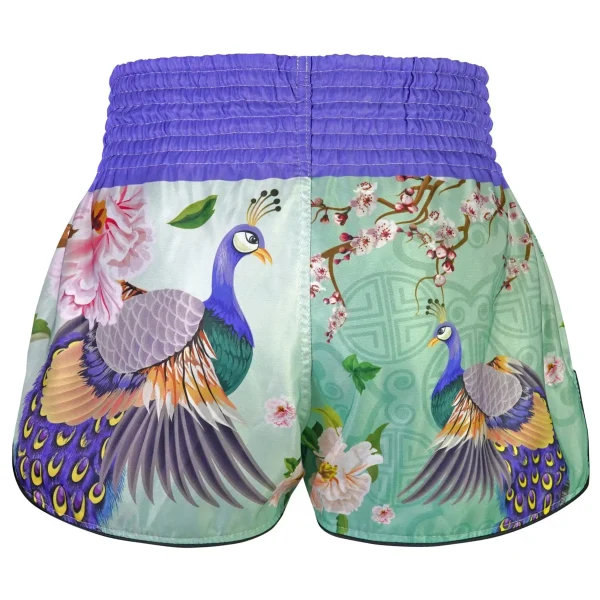 Tuff Retro Muay Thai Shorts Yugana Kujaku The Elegance Peacock Rms112 Mint Blue 2 Pair of TUFF Retro Muay Thai Shorts in Yugana Kujaku The Elegance Peacock design