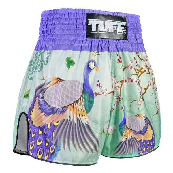 Tuff Retro Muay Thai Shorts Yugana Kujaku The Elegance Peacock Rms112 Mint Blue 3 TUFF Retro Muay Thai Shorts Yugana Kujaku The Elegance Peacock RMS112