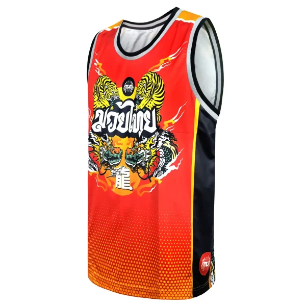 Tuff Vest Tank Top Chinese Dragon And Tiger Tt104 Red 1 TUFF Vest Tank Top featuring a Chinese dragon and tiger design