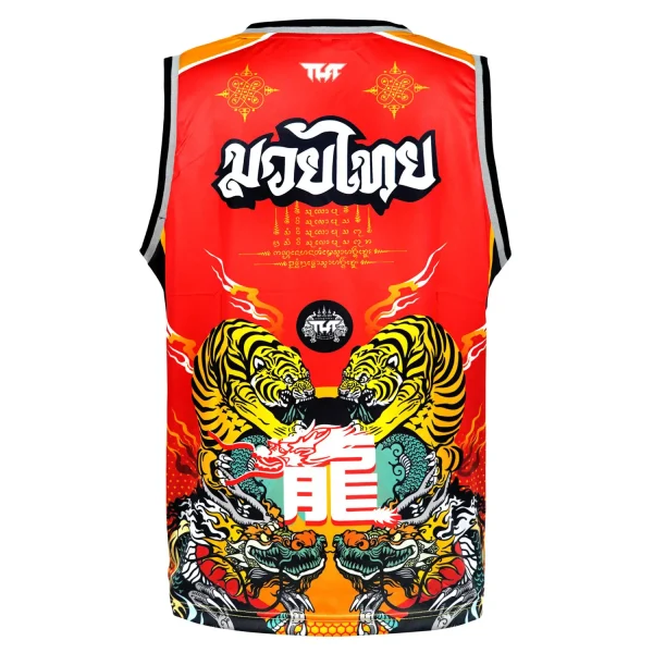 Tuff Vest Tank Top Chinese Dragon And Tiger Tt104 Red 2 Artistic depiction of a Chinese Dragon and Tiger design on TUFF Vest Tank Top TT104