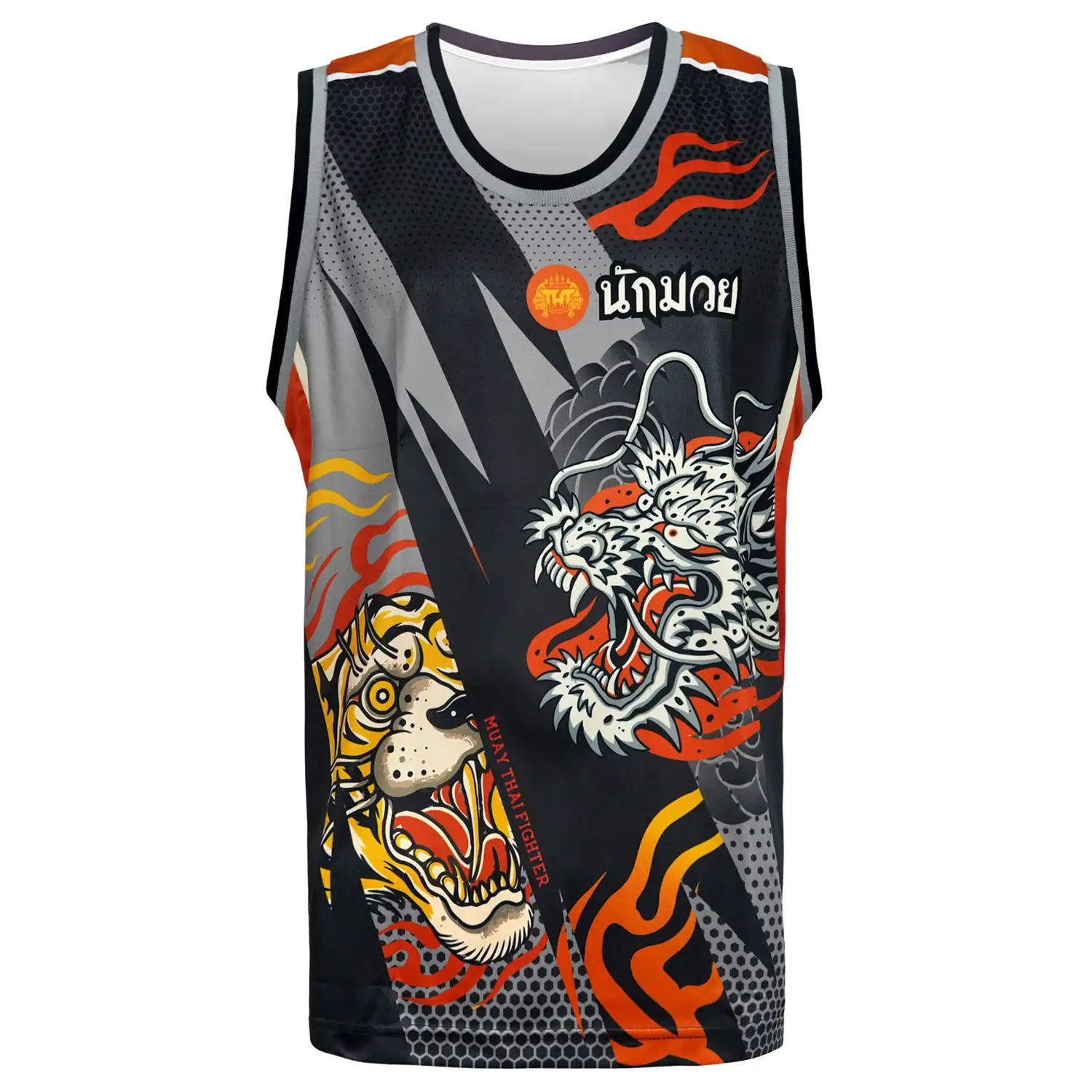 TUFF Vest Tank Top Dragon and Tiger TT105 in detailed print