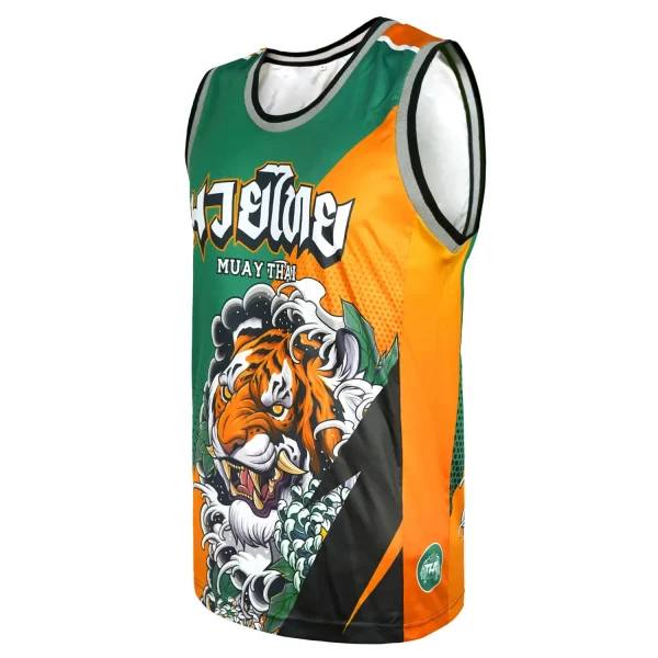 Tuff Vest Tank Top Tora Mori To Kingyo Tt107 Green Orange 1 TUFF Vest Tank Top Tora Mori to Kingyo TT107 on a white background