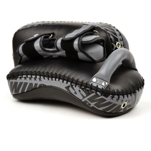 Twins Special Deluxe Curved Leather Kick Pads Kpl12 Black Grey 1 Twins Special Deluxe Curved Leather Kick Pads KPL12