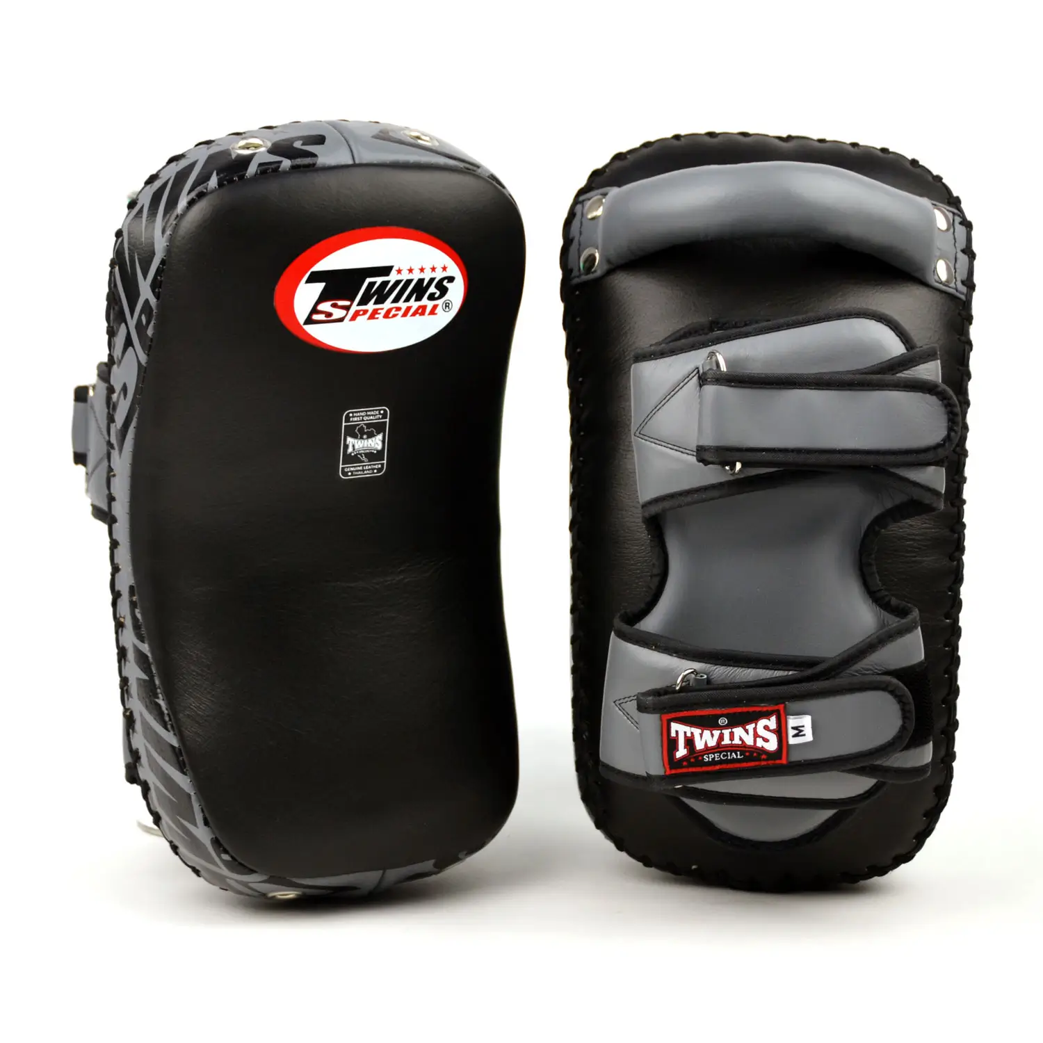 Twins Special Deluxe Curved Leather Kick Pads KPL12 in black