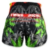 Twins Special Grass Muay Thai Shorts Tbs54 Gr Black Green 1 Two green Twins Special Grass Muay Thai Shorts TBS54-GR on a plain background