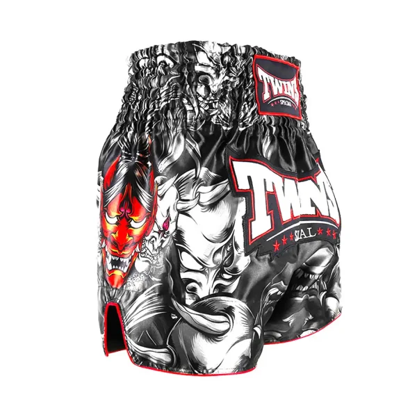 Twins Special Kabuki Muay Thai Shorts Tbs58 Kb Black 1 Twins Special Kabuki Muay Thai Shorts TBS58-KB on white background