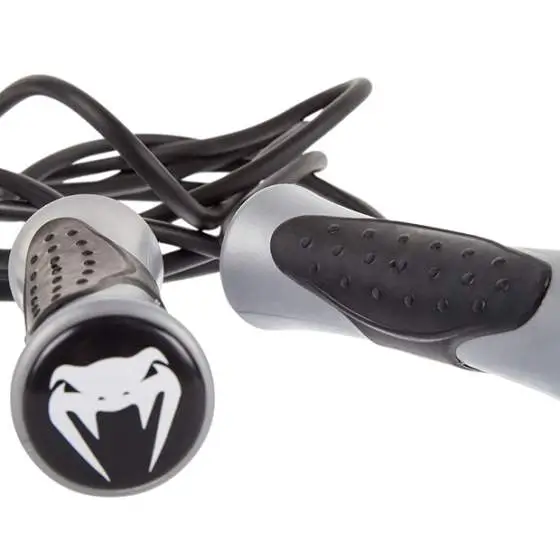 Venum Challenger Speed Jump Skipping Rope Black Grey 1 A Venum Challenger Speed Jump Skipping Rope on a white background.