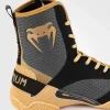 Venum Elite Boxing Shoes - Black/Beige in Black/Beige — side profile