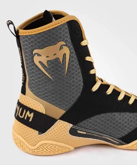 Venum Elite Boxing Shoes - Black/Beige in Black/Beige — side profile