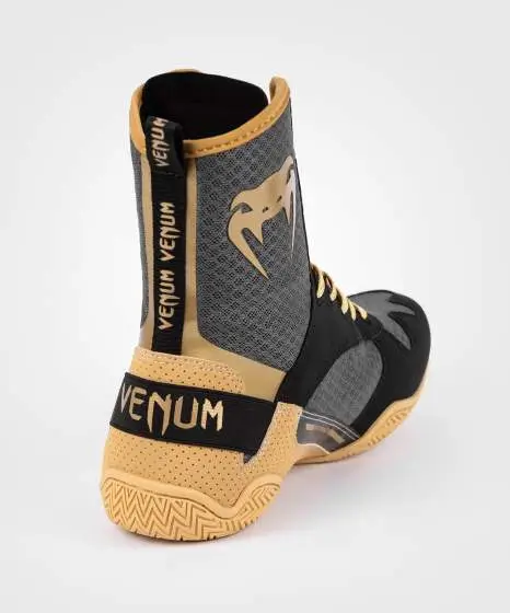 Venum Elite Boxing Shoes - Black/Beige in Black/Beige — studio shot