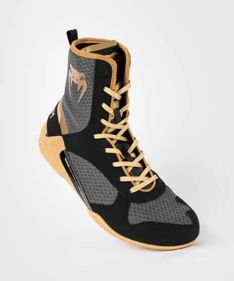 Venum Elite Boxing Shoes - Black/Beige in Black/Beige — sleeve detail