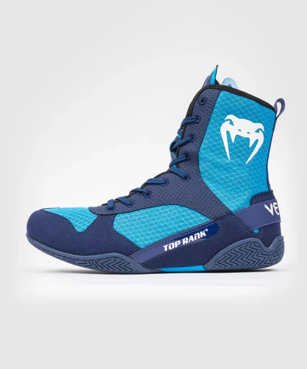 Venum X Top Rank Original Boxing Shoes Blue 4 Venum x Top Rank Original Boxing Shoes in action on a boxing ring.