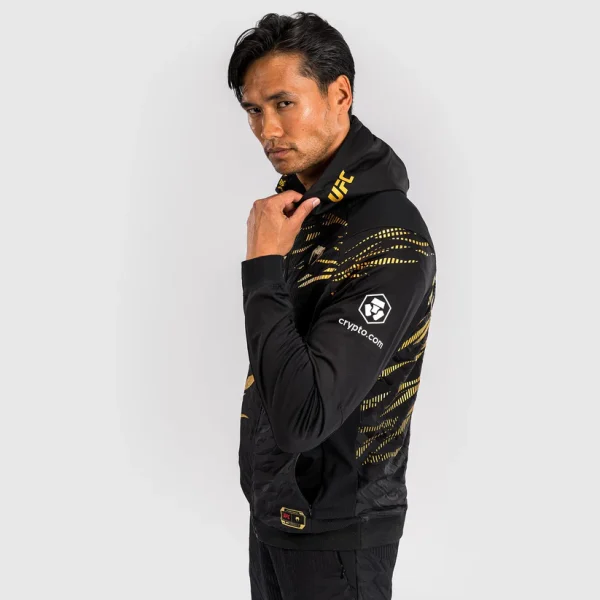 Man wearing Venum x UFC Fusion Authentic Fight Night Men's Walkout Hoodie