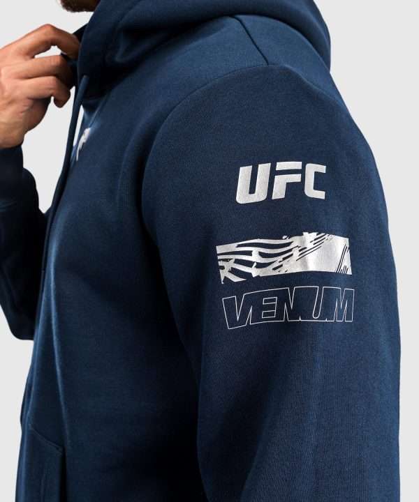 Venum X Ufc Fusion Mens Fight Week Pullover Solid Hoodie Blue 11 Man wearing Venum x UFC Fusion Men's Fight Week Pullover Solid Hoodie