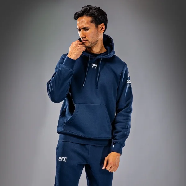 Venum X Ufc Fusion Mens Fight Week Pullover Solid Hoodie Blue 3 Man wearing Venum x UFC Fusion Men's Fight Week Pullover Solid Hoodie