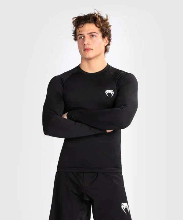 Venum Contender Men's Long Sleeve Rash Guard Man wearing Venum Contender long sleeve rash guard