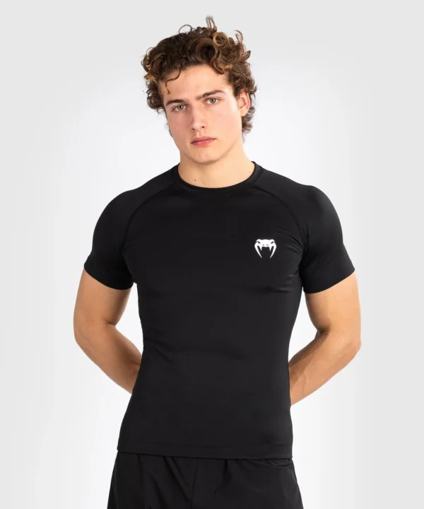 Venum Contender Men's Short Sleeve Rash Guard Man wearing Venum Contender Short Sleeve Men's Rash Guard