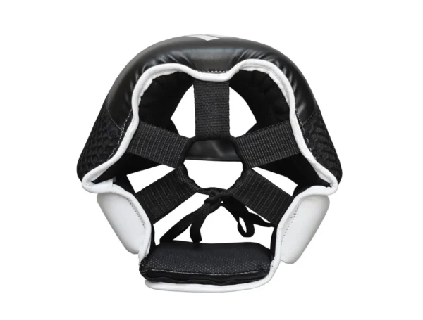 Adidas Hybrid 150 Head Guard Product shot Adidas Hybrid 150 black and white head guard.