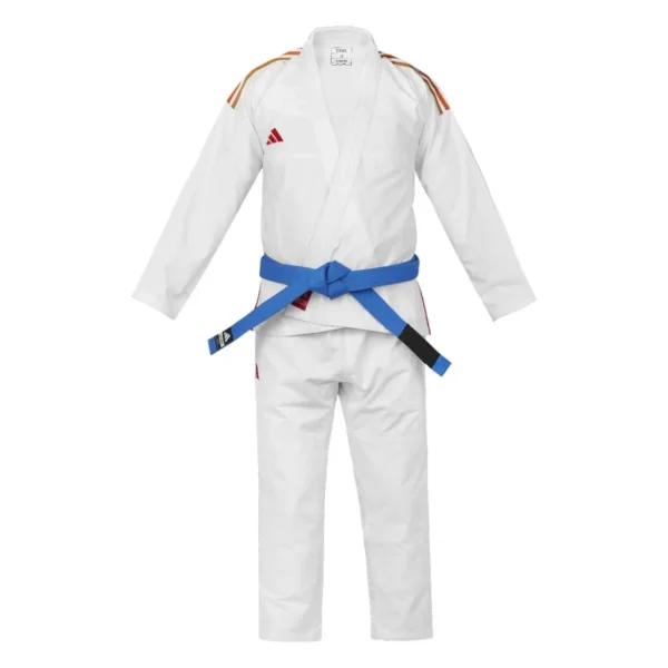 Adidas Men's BJJ Gi Response Uniform. Man wearing Adidas Men's BJJ Gi Response 265g Uniform.