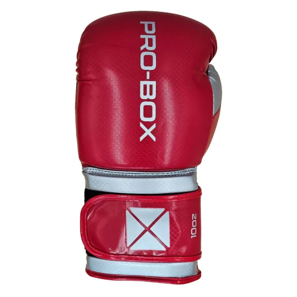 Pro-Box Champ Boxing Gloves - Red/Silver in Red/Silver — three‑quarter angle