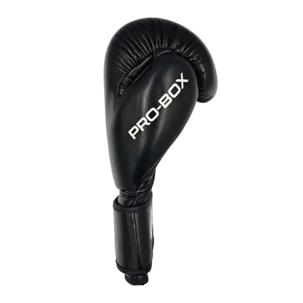 Pro-Box Leather Club Essentials Boxing Gloves - Black in Black — logo close‑up