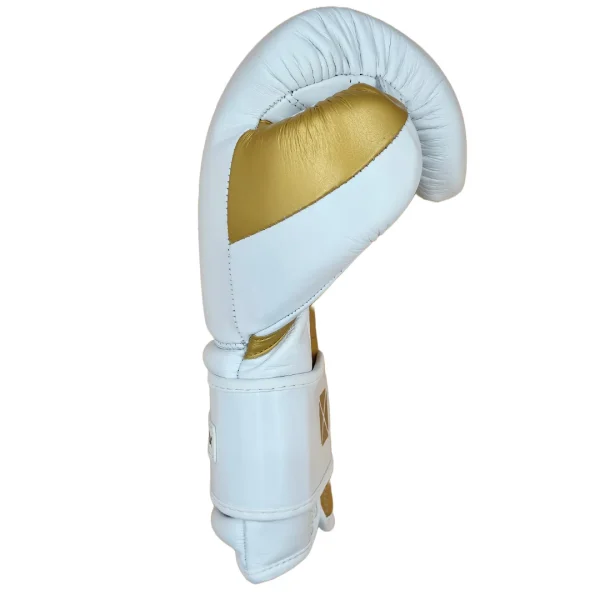 PSWG_2 Pro-Box Pro Spar Leather Boxing Gloves - White/Gold in White/Gold — side profile