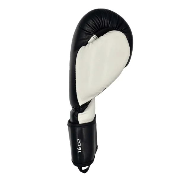 PUCEBLK_2 Pro-Box PU Essentials Boxing Gloves - Black/White in Black/White — folded layout