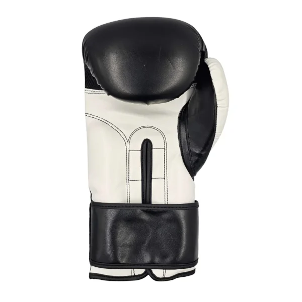PUCEBLK_4 Pro-Box PU Essentials Boxing Gloves - Black/White in Black/White — graphic close‑up