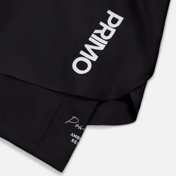 Pair of Primo E.S.C Elite Strikers Club Shorts with attached compression shorts in classic black.