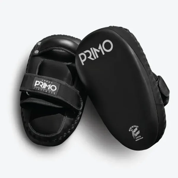 Primo Elite Kick Pads for Martial Arts Training Pair of Primo Elite Kick Pads on a white background