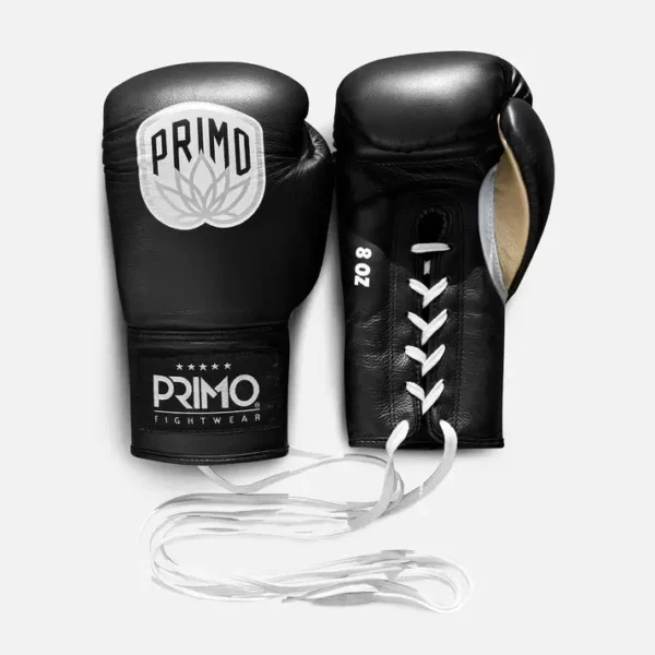 Primo Pro lace-up boxing gloves on white background