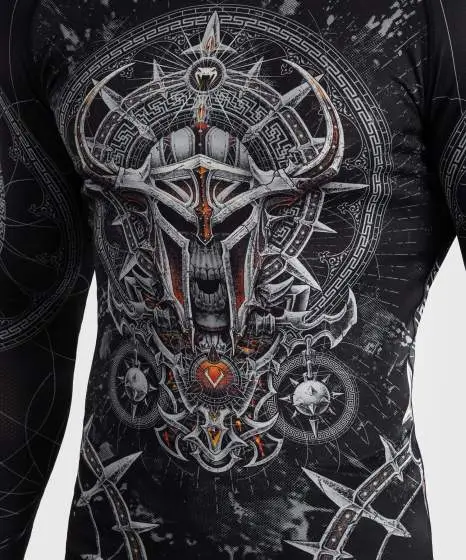 Venum Gladiator 5.0 Men's Long Sleeve Rashguard A man wearing a Venum Gladiator 5.0 long sleeve rashguard