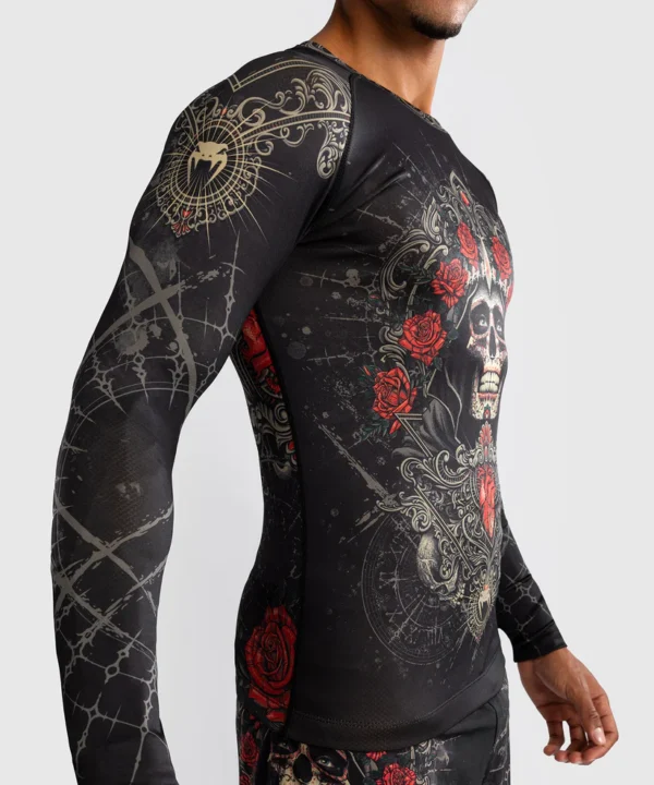 Man wearing Venum Santa Muerte 5.0 Long Sleeve Rashguard
