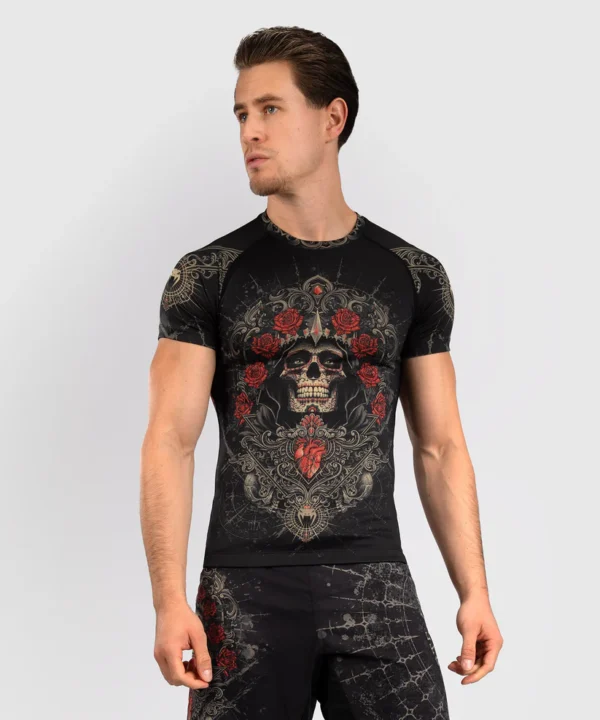 Venum Santa Muerte 5.0 Men's Short Sleeve Rashguard in action
