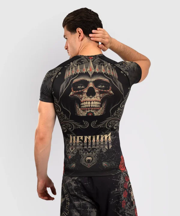 Venum Santa Muerte 5.0 Men's Short Sleeve Rashguard in pose