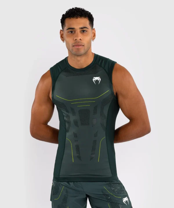 Venum Technical 3.0 Sleeveless Rashguard in black and green