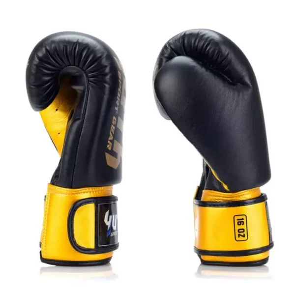 High-quality Yuth Boxing Gloves Gold Line on a white background