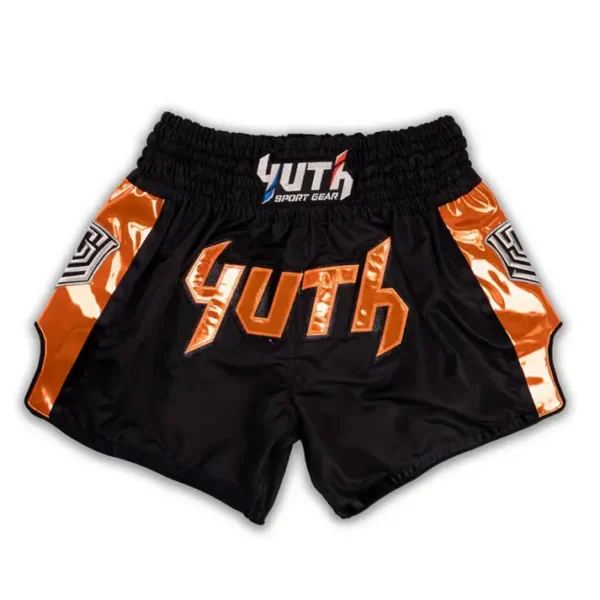 Pair of Yuth Hologram Muaythai Shorts on a white background