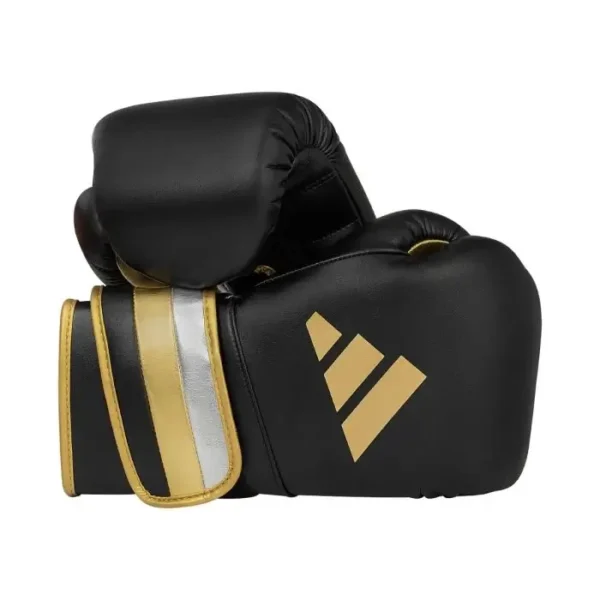 Red Adidas AdiSpeed Pro Boxing Gloves on a white background.