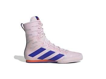 Adidas Box Hog 4 Boxing Boots in White Pink. A pair of Adidas Box Hog 4 Boxing Boots on white background.