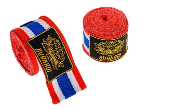 Boxer Buakaw Banchamek wrapping his hands for a match