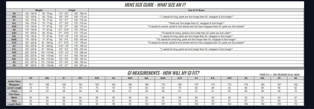 Size chart